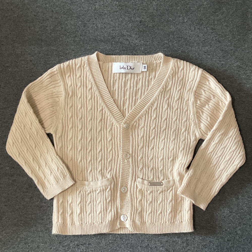 Dior Beige Cable Knit Cardigan 9m euc